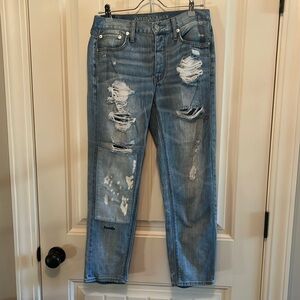 American Eagle sz 6 heavily distressed medium wash